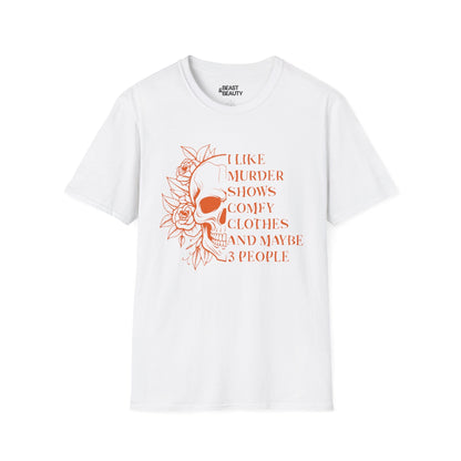 i like murder shows funny halloween skull graphic t-shirt t-shirt third colour product image