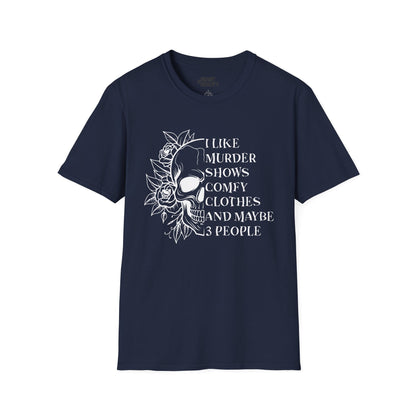 i like murder shows gothic skull t-shirt t-shirt front product image