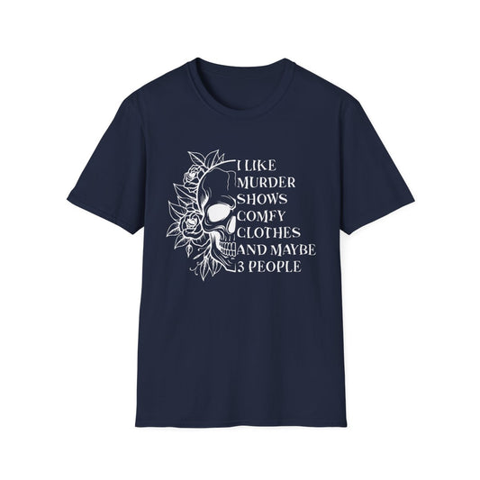 I Like Murder Shows Gothic Skull T-Shirt - funny t-shirt by Cheeky Business