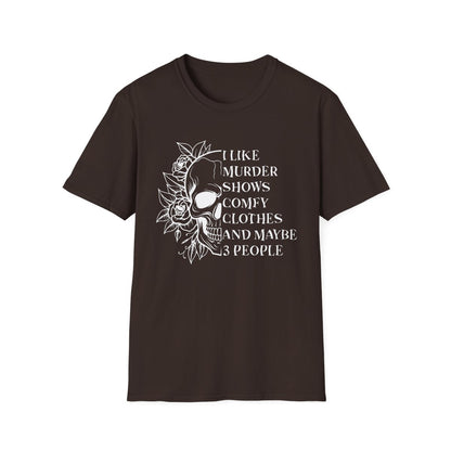 I Like Murder Shows Gothic Skull T-Shirt - funny t-shirt by Cheeky Business