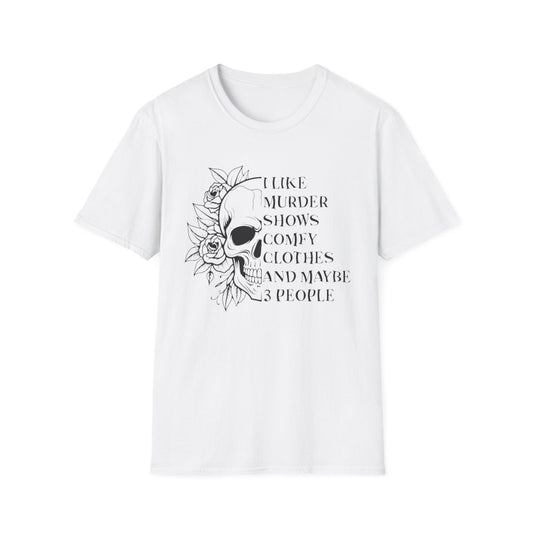 I Like Murder Shows Skull Graphic T-Shirt - funny t-shirt by Cheeky Business