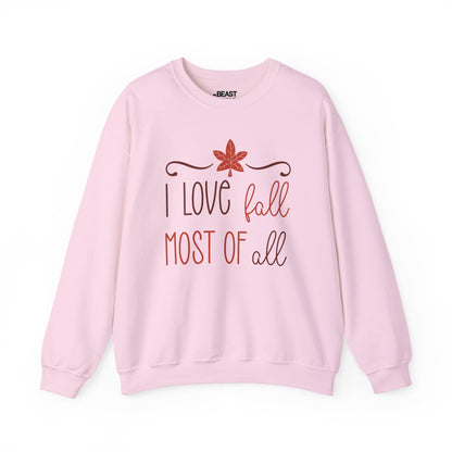 i love fall most of all sweatshirt light pink sweatshirt gift gift idea