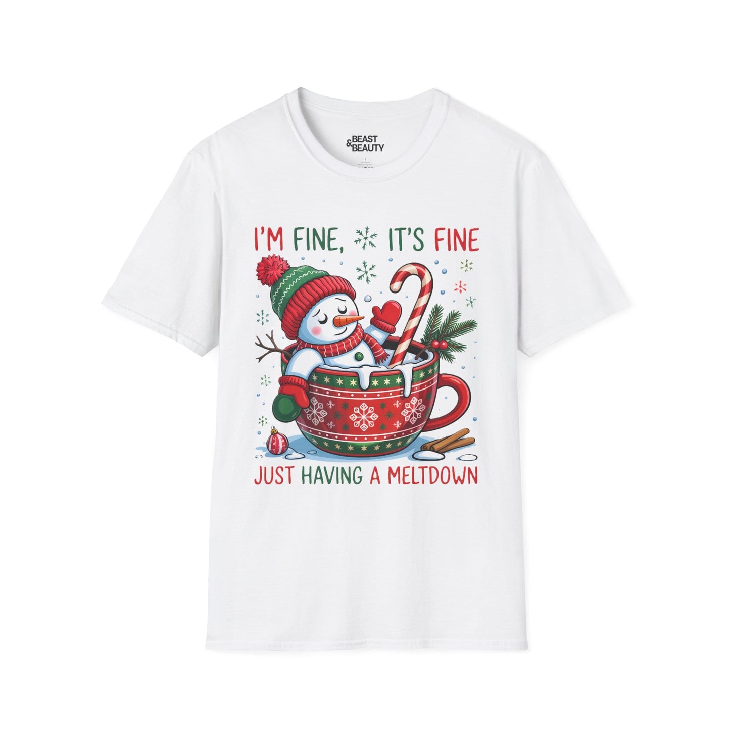 i m fine it s fine just having a meltdown christmas t-shirt white t-shirt Christmas gift idea