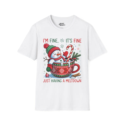 i m fine it s fine just having a meltdown christmas t-shirt white t-shirt Christmas gift idea