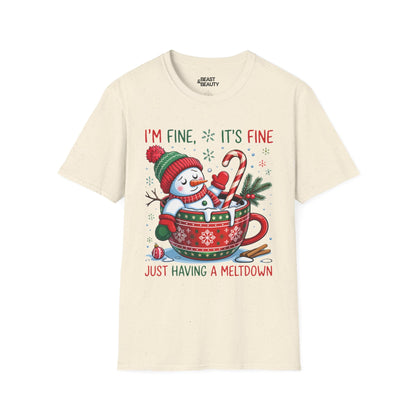 i m fine it s fine just having a meltdown christmas t-shirt natural t-shirt Christmas gift idea
