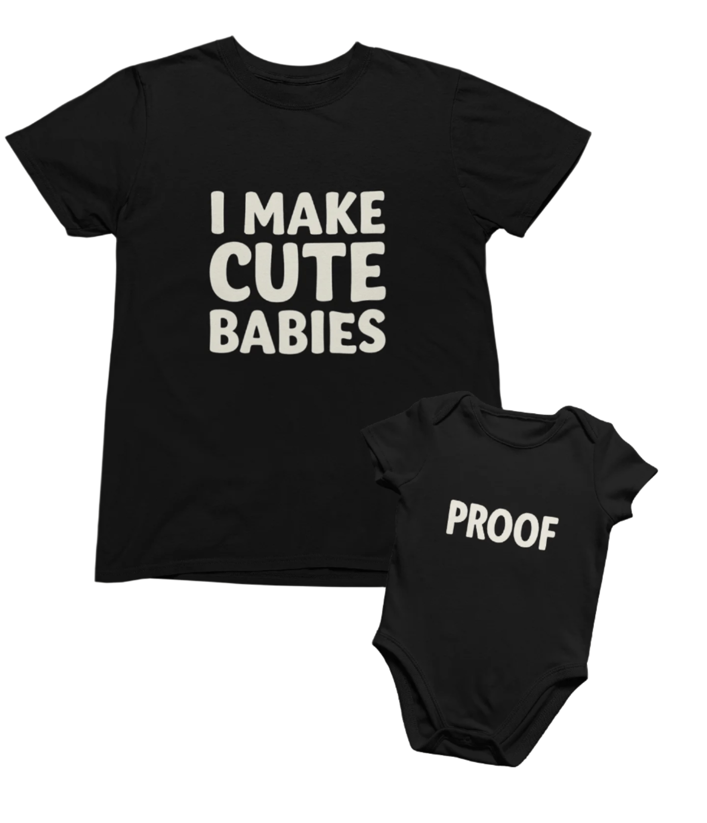 i make cute babies matching shirt & onesie set baby outfit front product image