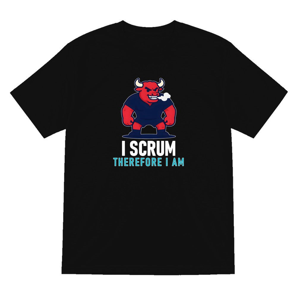 I Scrum Therefore I Am Funny Rugby T-Shirt & Sweatshirt T-Shirt in Black