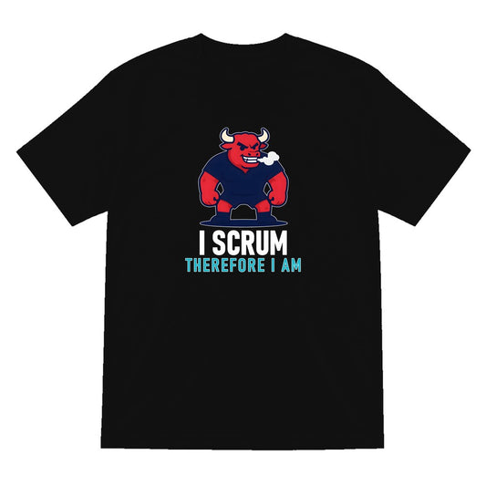 I Scrum Therefore I Am Funny Rugby T-Shirt & Sweatshirt T-Shirt in Black