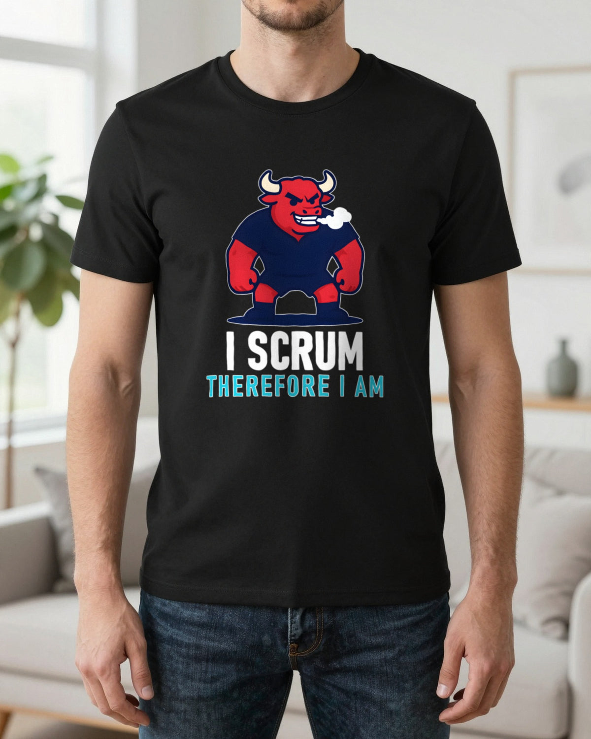 I Scrum Therefore I Am Funny Rugby T-Shirt & Sweatshirt worn