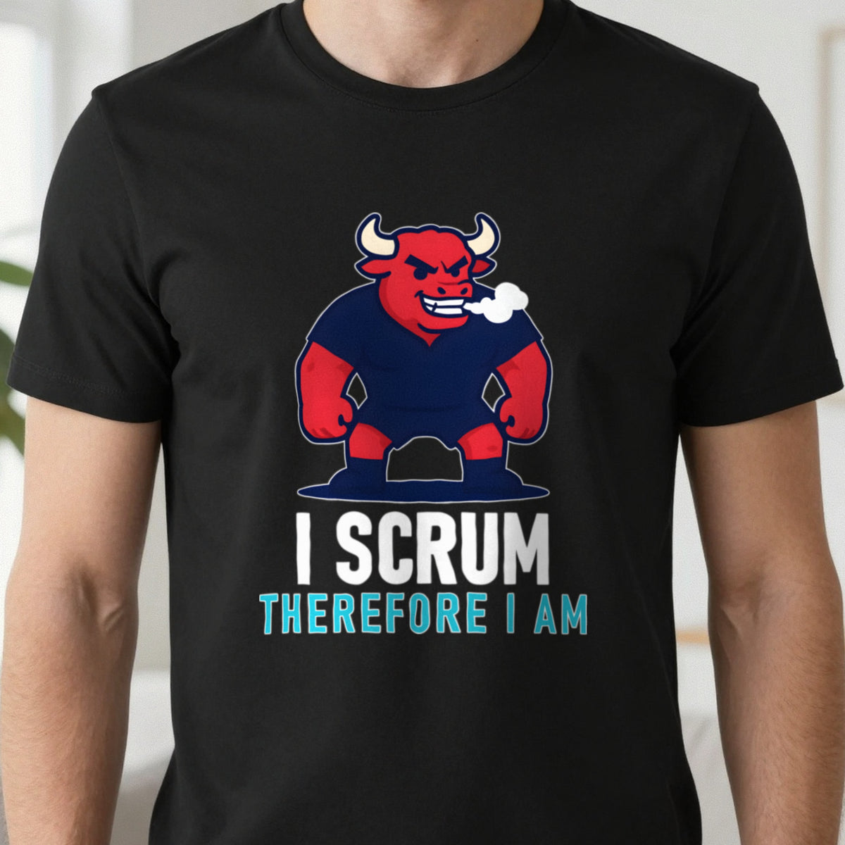 I Scrum Therefore I Am Funny Rugby T-Shirt & Sweatshirt close-up