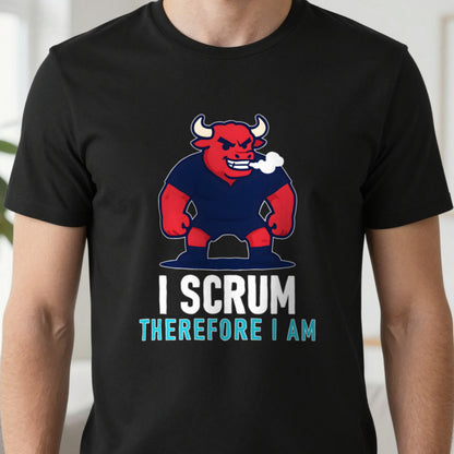 I Scrum Therefore I Am Funny Rugby T-Shirt & Sweatshirt close-up