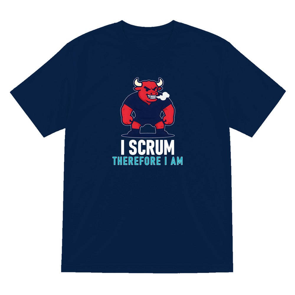 I Scrum Therefore I Am Funny Rugby T-Shirt & Sweatshirt T-Shirt in Navy