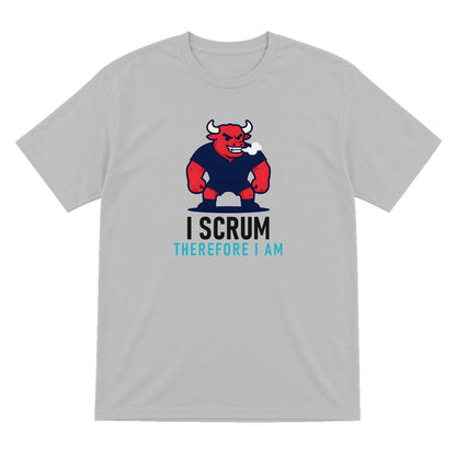 I Scrum Therefore I Am Funny Rugby T-Shirt & Sweatshirt T-Shirt in Sport Grey