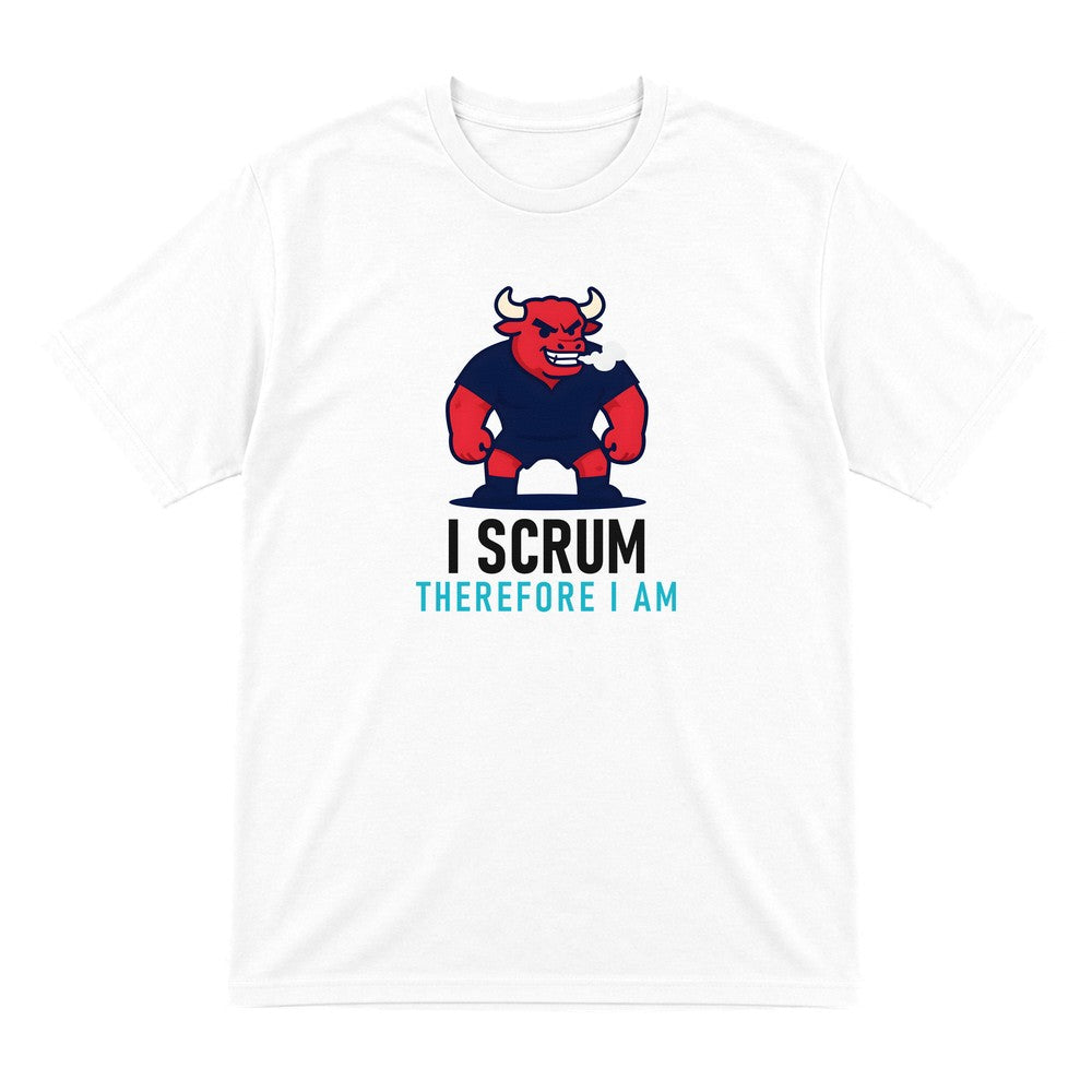 I Scrum Therefore I Am Funny Rugby T-Shirt & Sweatshirt T-Shirt in White