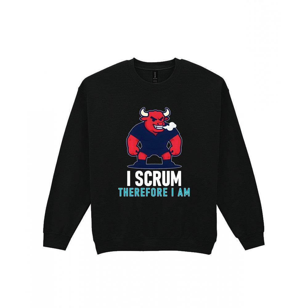 I Scrum Therefore I Am Funny Rugby T-Shirt & Sweatshirt Sweatshirt in Black
