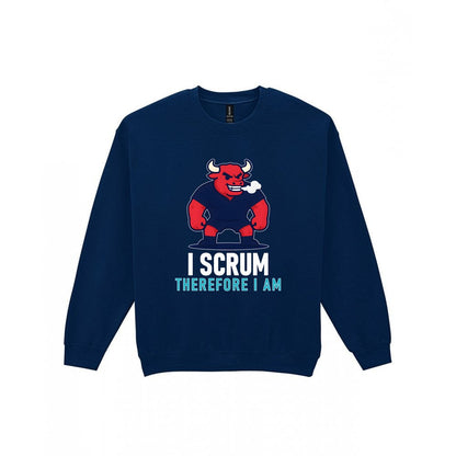 I Scrum Therefore I Am Funny Rugby T-Shirt & Sweatshirt Sweatshirt in Navy