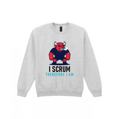 I Scrum Therefore I Am Funny Rugby T-Shirt & Sweatshirt Sweatshirt in Sport Grey