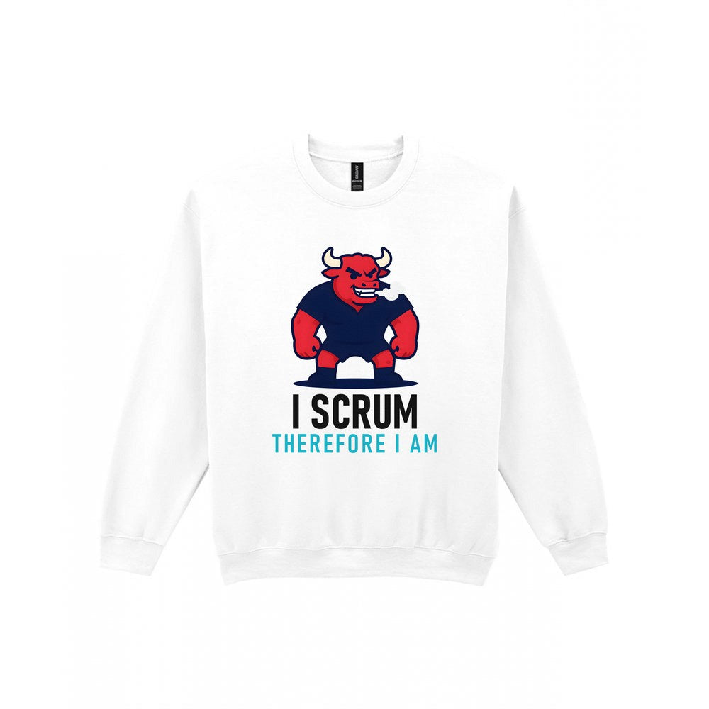 I Scrum Therefore I Am Funny Rugby T-Shirt & Sweatshirt Sweatshirt in White