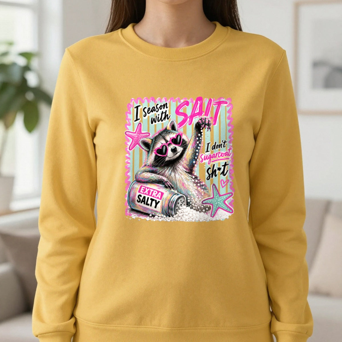 I Season With Salt T-Shirt & Sweatshirt in Gold, worn, our photo
