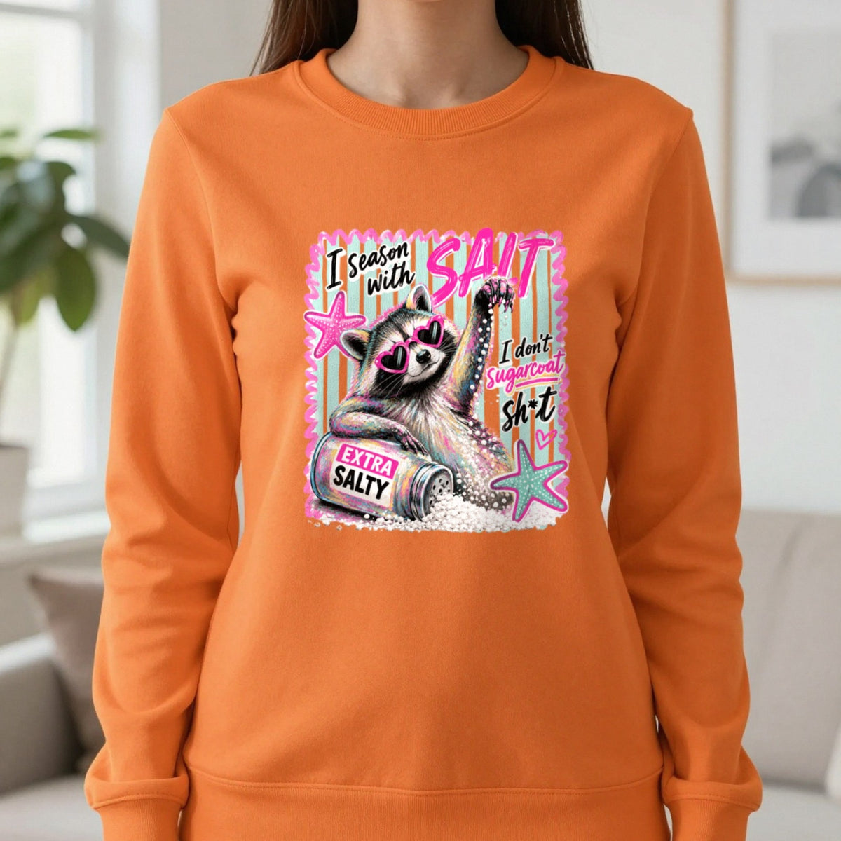 I Season With Salt T-Shirt & Sweatshirt in Orange, worn, our photo