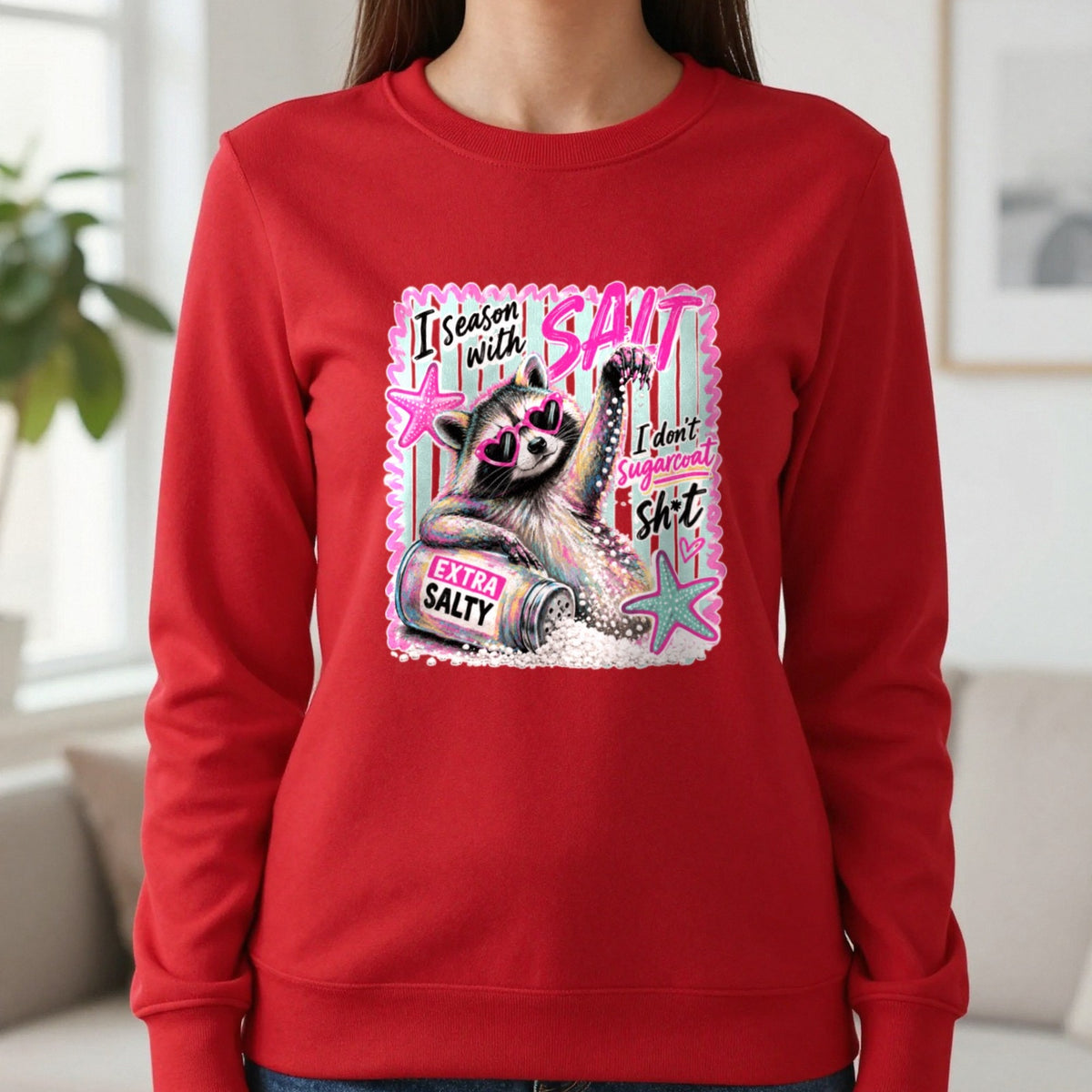 I Season With Salt T-Shirt & Sweatshirt in Red, worn, our photo