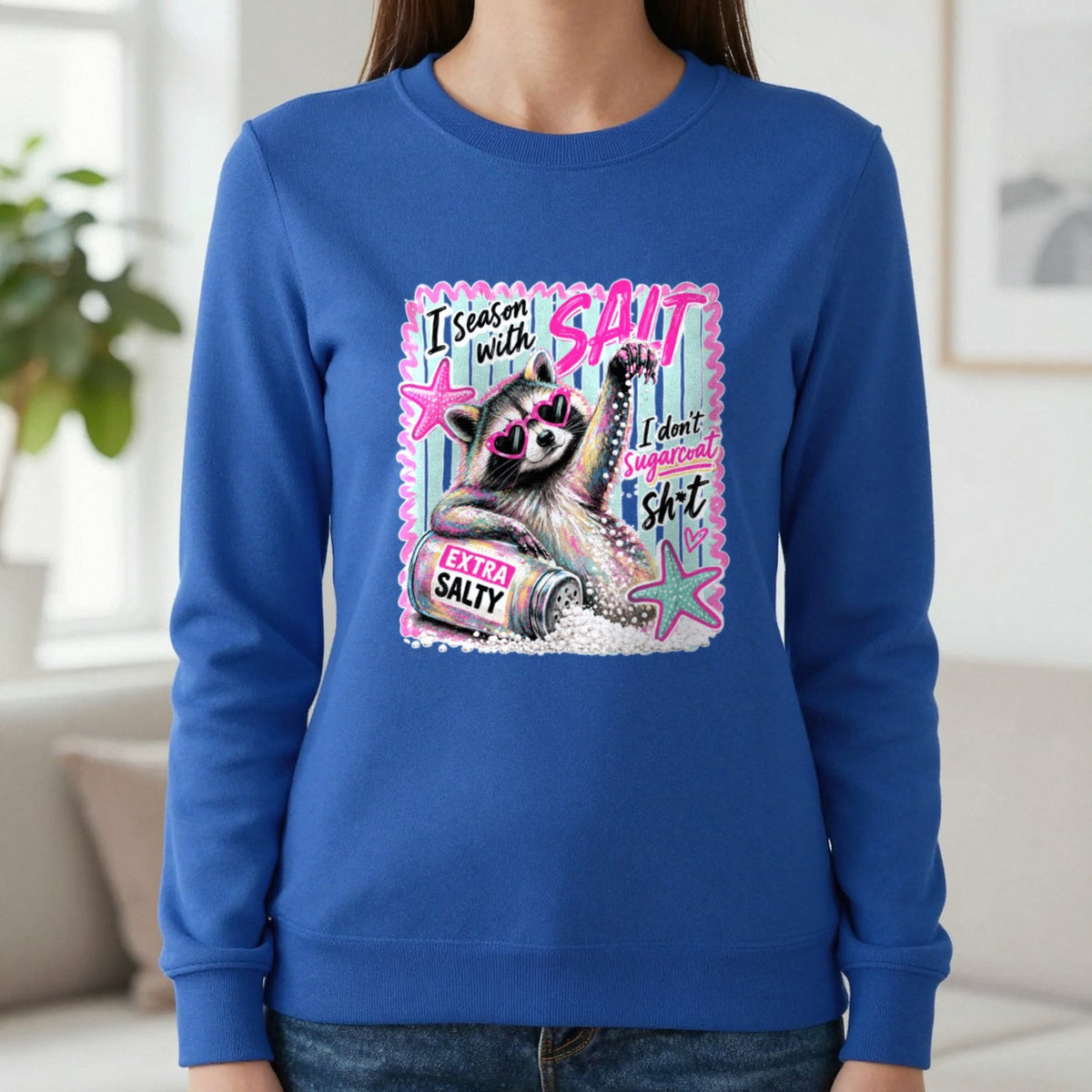I Season With Salt T-Shirt & Sweatshirt in Royal, worn, our photo