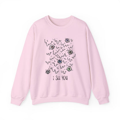 I See You Creepy Eyeball Halloween Sweatshirt - funny sweatshirt by Cheeky Business