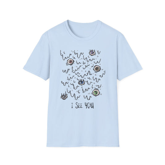 I See You Creepy Eyes Halloween T-Shirt - funny t-shirt by Cheeky Business