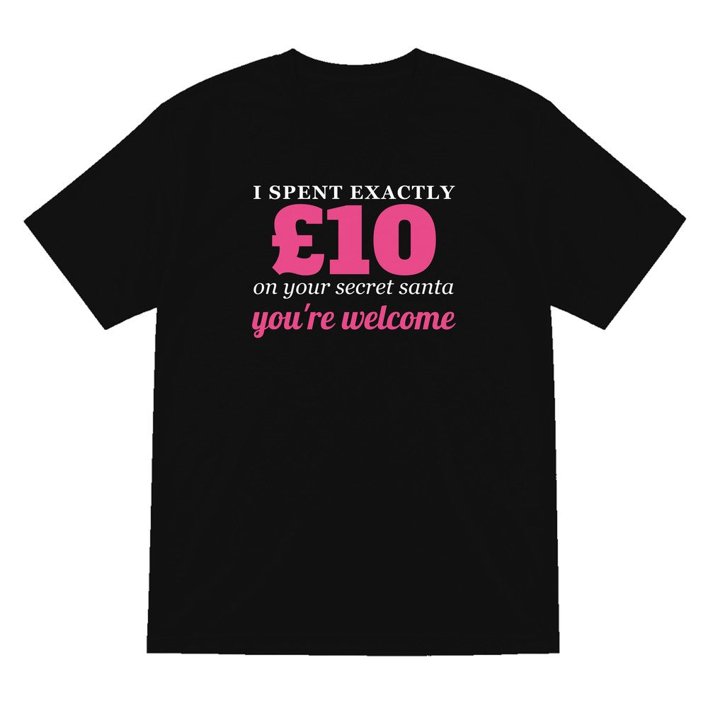 I Spent Exactly £10 On Your Secret Santa Funny Christmas Jumper & T-Shirt T-Shirt in Black