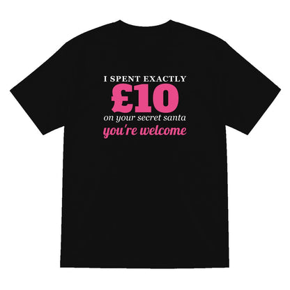 I Spent Exactly £10 On Your Secret Santa Funny Christmas Jumper & T-Shirt T-Shirt in Black