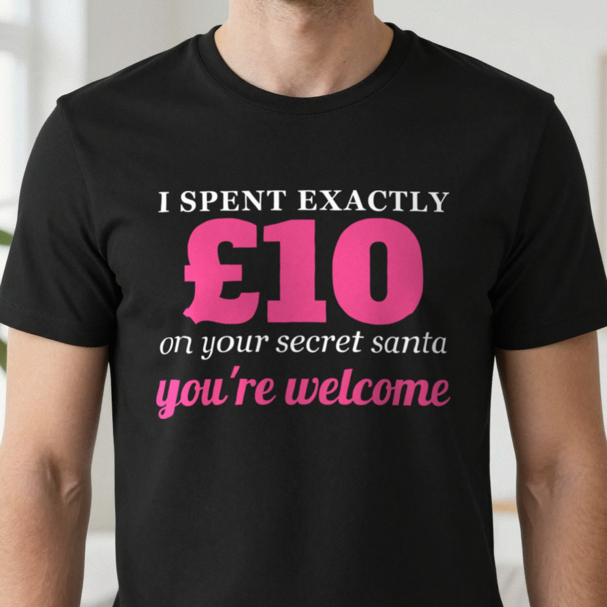 I Spent Exactly £10 On Your Secret Santa Funny Christmas Jumper & T-Shirt close-up