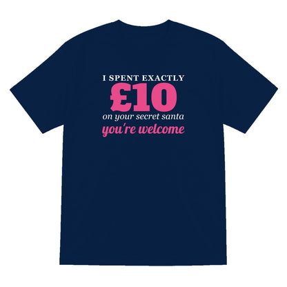 I Spent Exactly £10 On Your Secret Santa Funny Christmas Jumper & T-Shirt T-Shirt in Navy