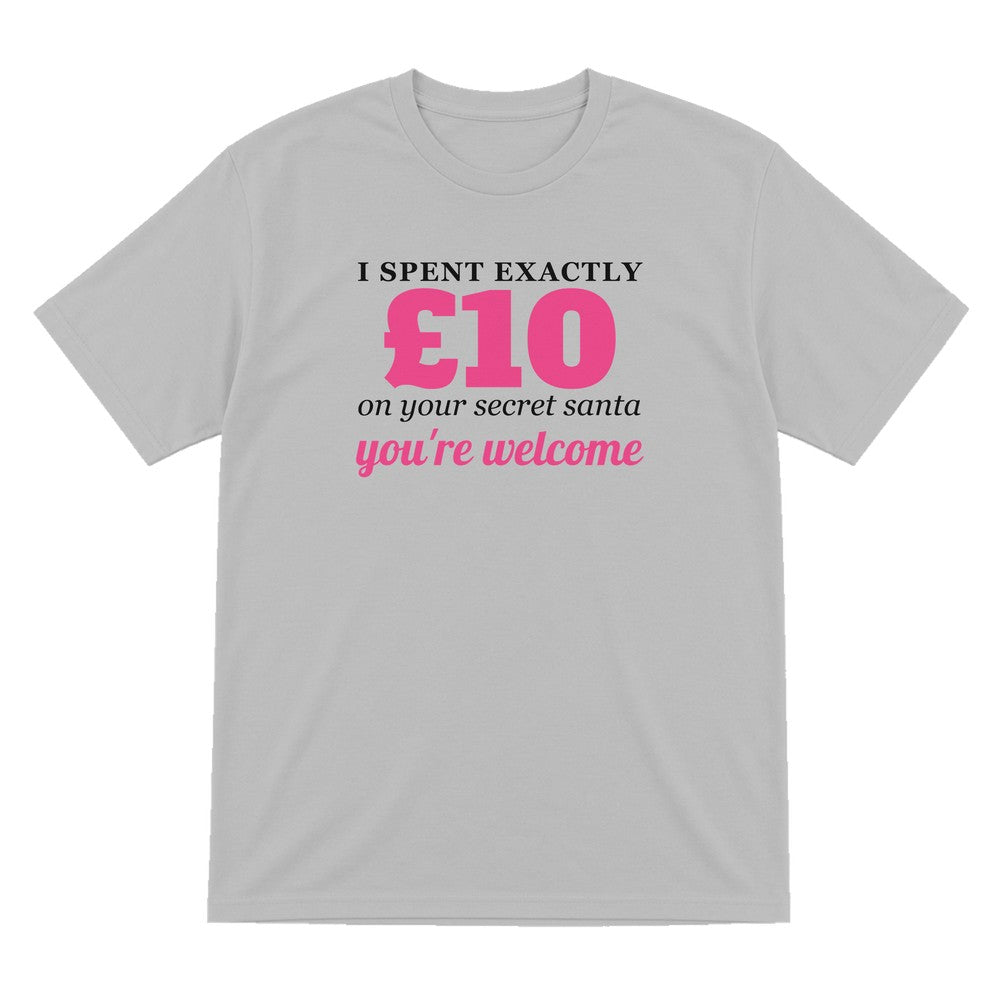I Spent Exactly £10 On Your Secret Santa Funny Christmas Jumper & T-Shirt T-Shirt in Sport Grey