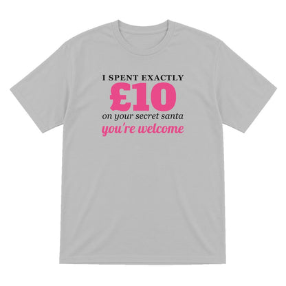 I Spent Exactly £10 On Your Secret Santa Funny Christmas Jumper & T-Shirt T-Shirt in Sport Grey
