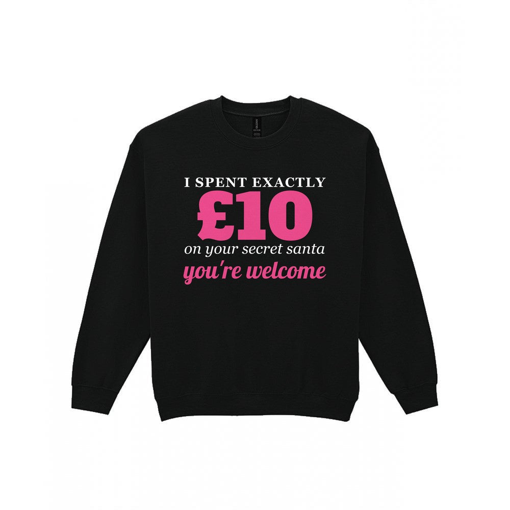 I Spent Exactly £10 On Your Secret Santa Funny Christmas Jumper & T-Shirt Sweatshirt in Black