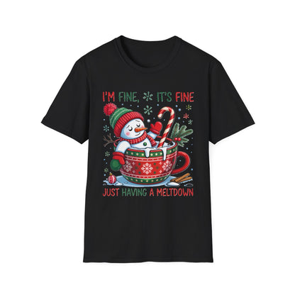 I’m Fine It’s Fine Just Having a Meltdown Christmas T-Shirt - funny t-shirt by Cheeky Business