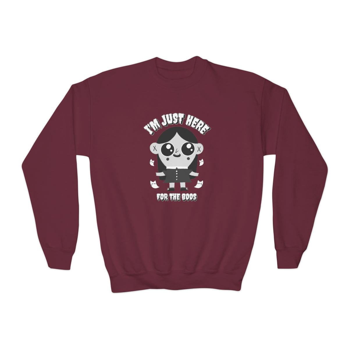 I’m Just Here For The Boos Kids Halloween Sweatshirt - funny t-shirt by Cheeky Business