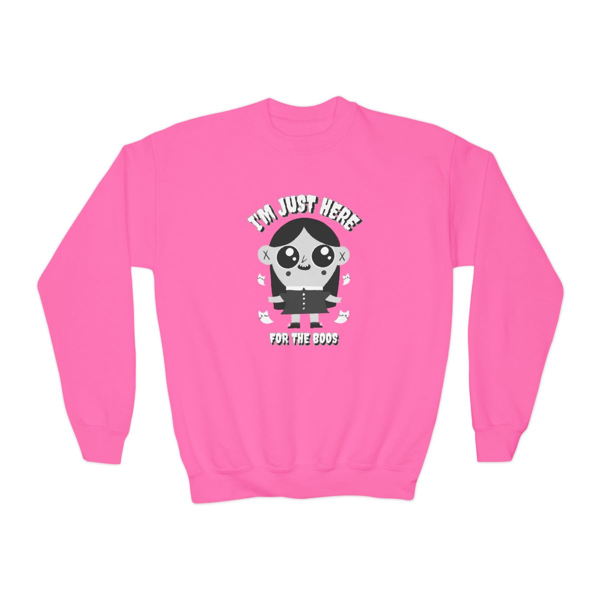 I’m Just Here For The Boos Kids Halloween Sweatshirt - funny t-shirt by Cheeky Business
