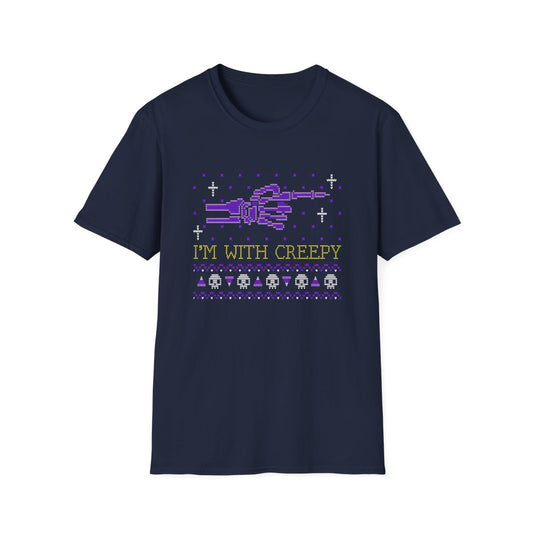 I’m With Creepy Halloween Graphic T-Shirt - funny t-shirt by Cheeky Business