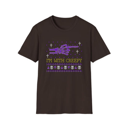 dark chocolate t-shirt with creepy skeleton hands spooky season design