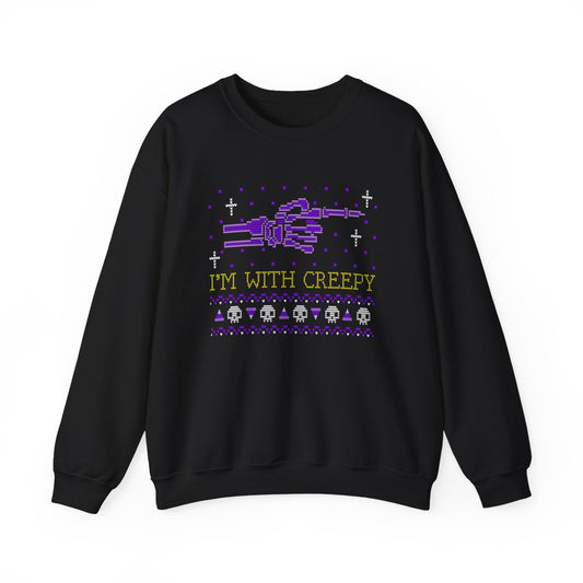 I’m With Creepy Funny Halloween Sweatshirt - funny sweatshirt by Cheeky Business