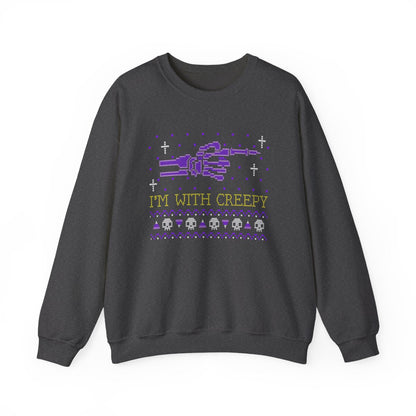 black sweatshirt with creepy halloween funny design