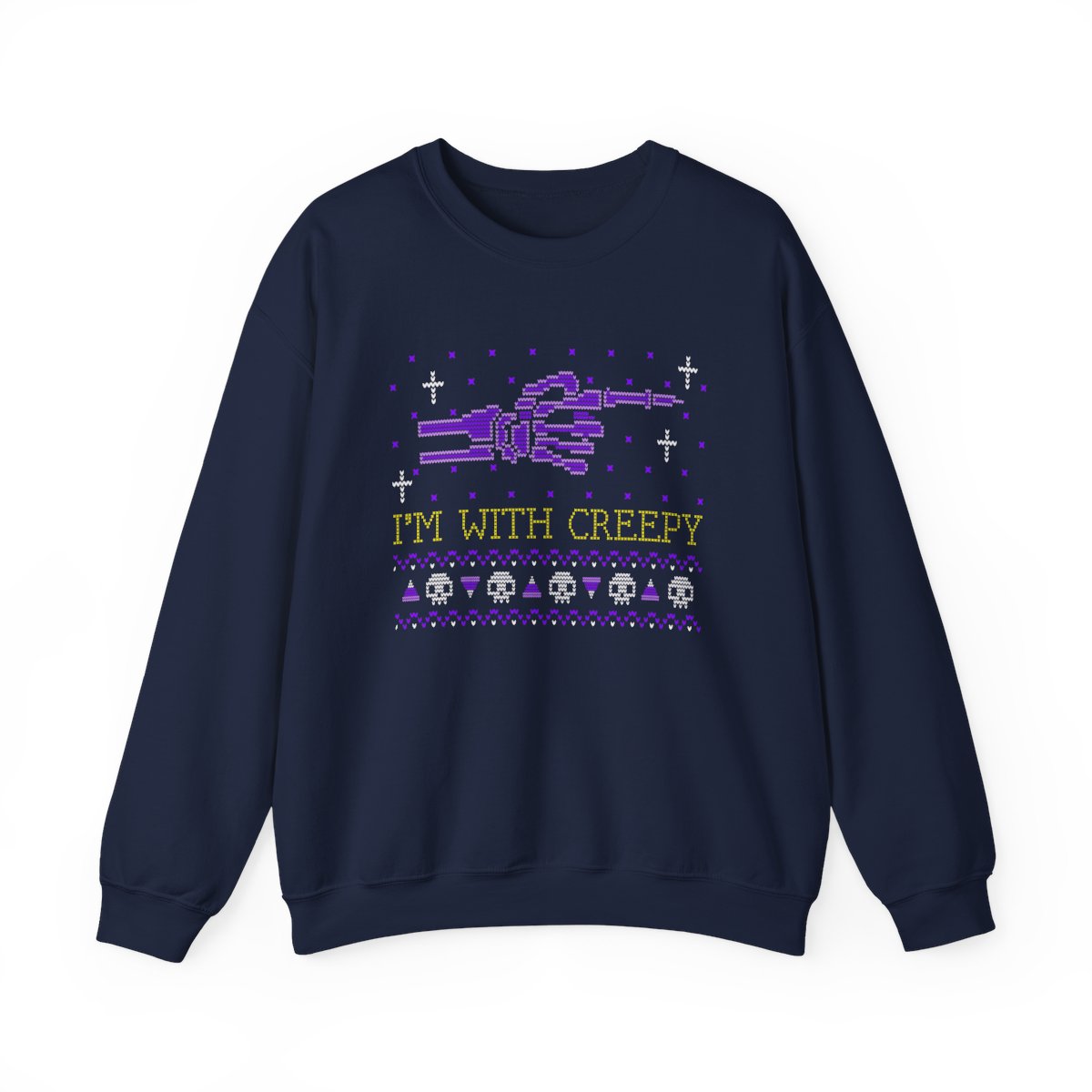 forest green sweatshirt with i'm with creepy halloween gift graphic