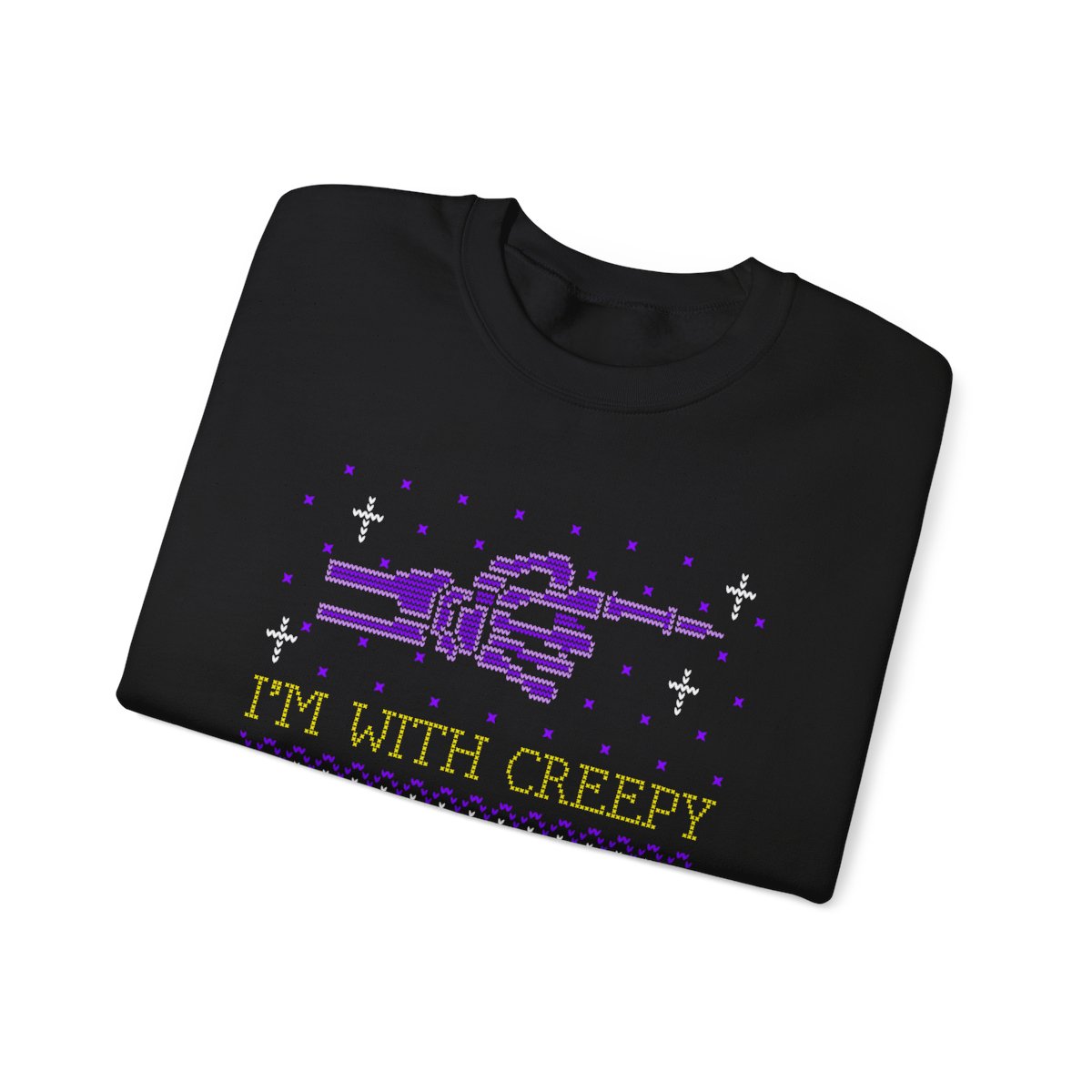 cream sweatshirt with retro creepy halloween slogan design