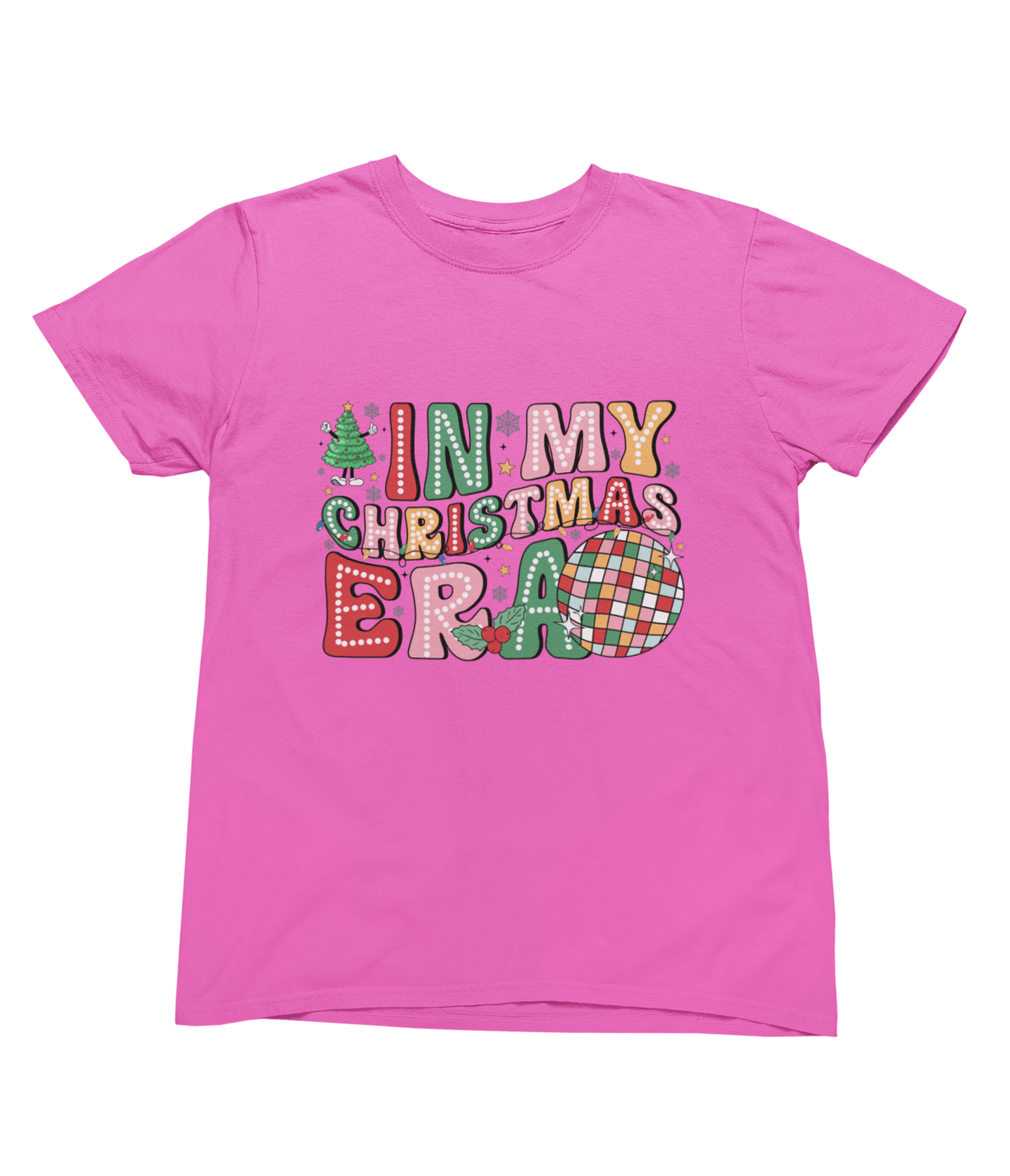 pink sweatshirt with festive in my christmas era slogan print