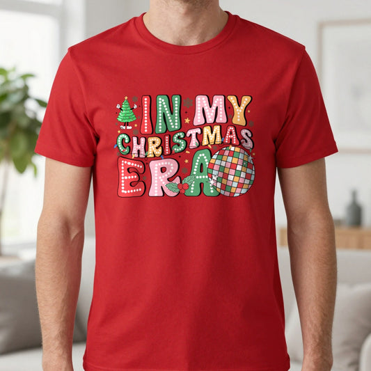 In My Christmas Era T-Shirt in Red, worn, our photo