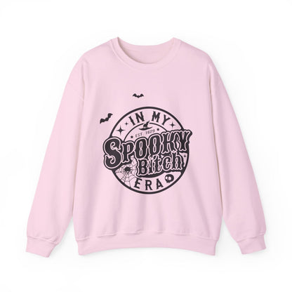 sand sweatshirt with bold monochrome spooky bitch era bat and star print