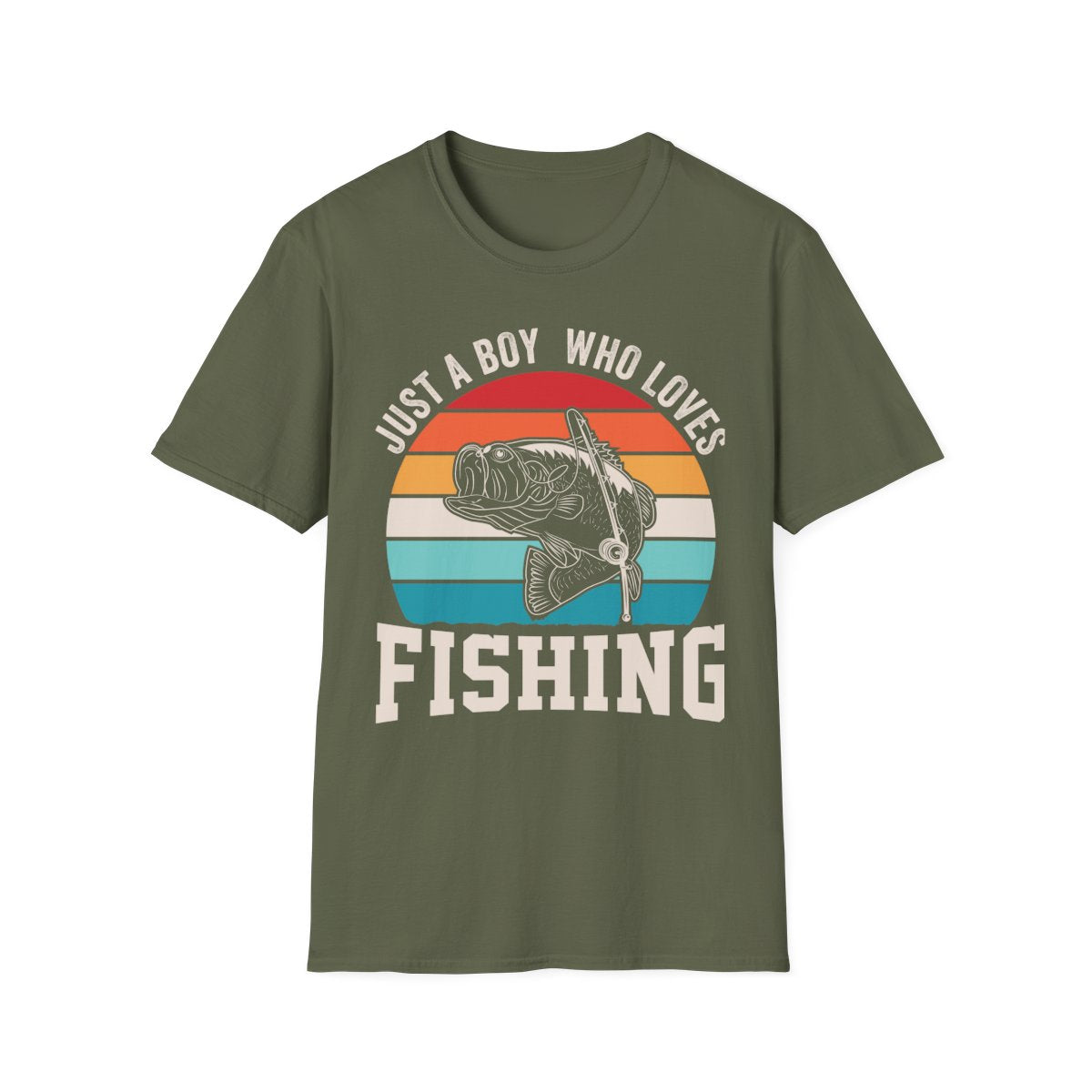 dark chocolate t-shirt with just a boy who loves fishing funny design