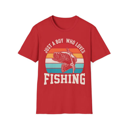 dark heather t-shirt with fishing boy slogan