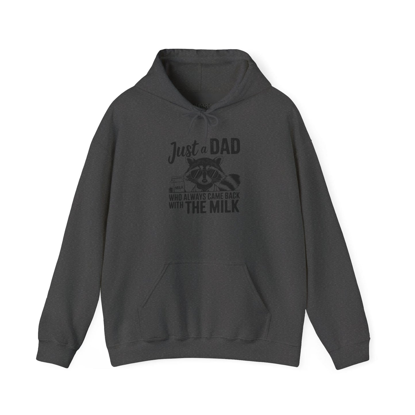 royal blue hoodie with raccoon milk carton funny dad slogan print